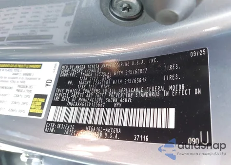 2026 Toyota Corolla Cross Le from USA, damaged, VIN 7MUCAAAG1TV155692